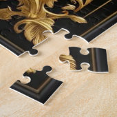 金ゴールドトナカイ金ゴールド及び黒色装飾枠 ジグソーパズル (側面)