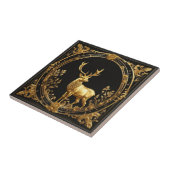 金ゴールドトナカイ金ゴールド及び黒色装飾枠 タイル (側面)