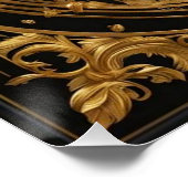 金ゴールドトナカイ金ゴールド及び黒色装飾枠 ポスター (コーナー)