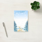 金ゴールドトナカイ青い松 ポストイット (オフィス)