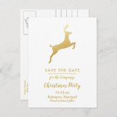 金ゴールドトナカイ・クリスマス | ウィンターホリデーパーティー 案内ポストカード (正面/裏面)