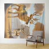 金ゴールドトナカイMalabar栗マネーツリータペストリー タペストリー (インサイチュ(横))