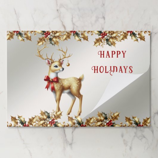 金ゴールドトナディアホリデーティアウェイランチョンマット ペーパーパッド (折り畳み)