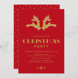 金ゴールドトナリーレッドクリスマスパーティー 招待状