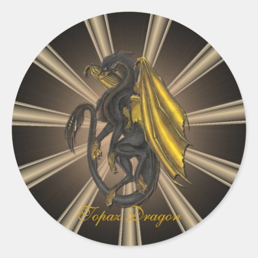 金ゴールドトパーズ・ドラゴンスティッカー ラウンドシール (正面)