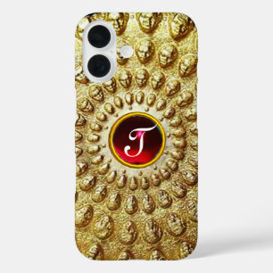 金ゴールドトラシアン円盤モノグラムレッドルビージェム iPhone 16ケース