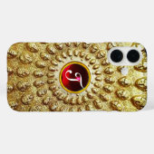 金ゴールドトラシアン円盤モノグラムレッドルビージェム Case-Mate iPhoneケース (裏面 (横))