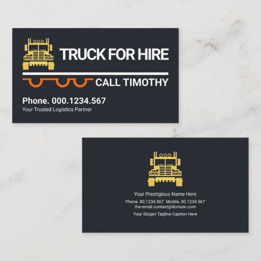 金ゴールドトラックオンタンデムロジスティクス輸送ドライバー 名刺 (正面/裏面)
