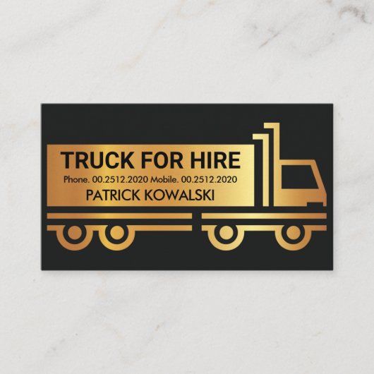 金ゴールドトラックトレーラーサイネージロジスティクス 名刺 (正面)