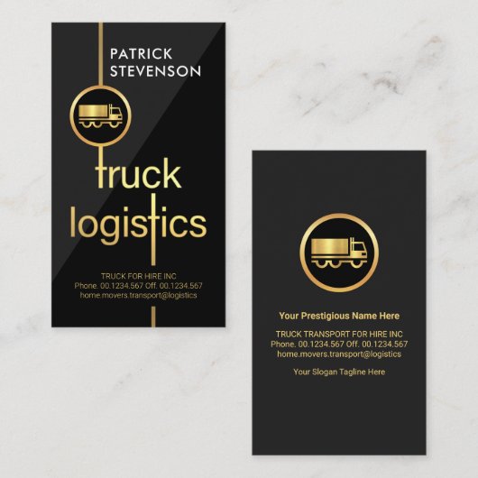 金ゴールドトラック物流クロスロード輸送 名刺 (正面/裏面)