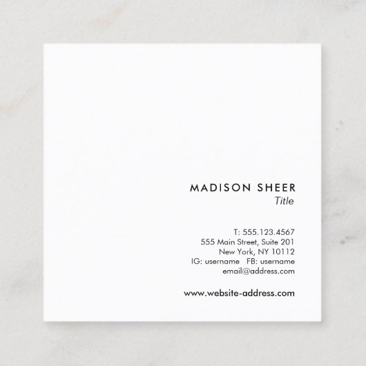 金ゴールドトリプルスパイラルまたはケルトのトリスケール記号 スクエア名刺 (裏面)