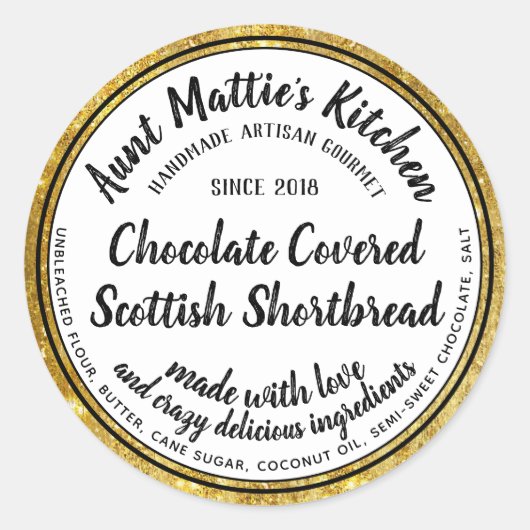 金ゴールドトリミングアーティザングルメ成分食品ラベル ラウンドシール (正面)