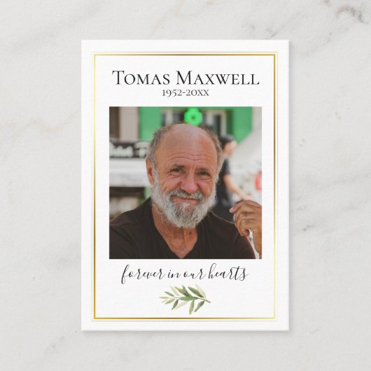 金ゴールドトリムお祝いのライフ祈りの言葉カード 名刺 (正面)