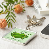 金ゴールドトリムグリーンハートとシャムロック キーホルダー (側面)