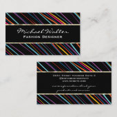 金ゴールドトリム | カラフル線スタイリッシュ名名刺 名刺 (正面/裏面)