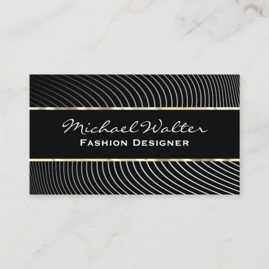 金ゴールドトリム |行スタイリッシュ列 名刺 (正面)