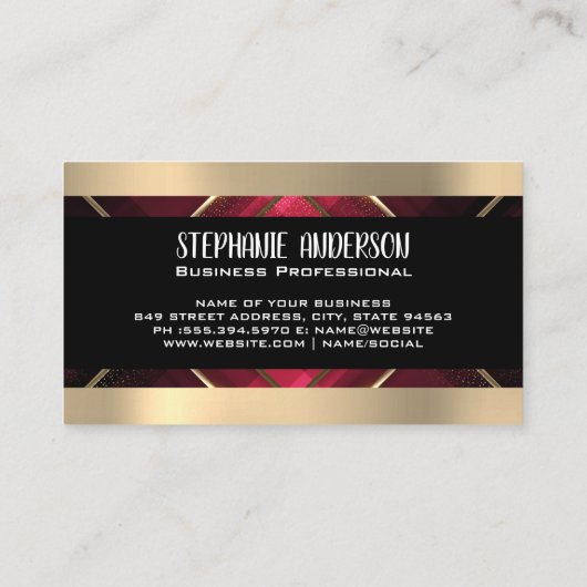 金ゴールドトリム |赤ストライプ色 名刺 (裏面)