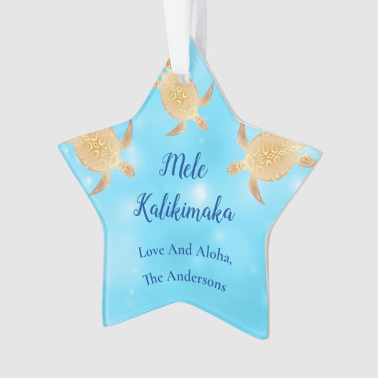 金ゴールドトルズメレカリキマカハワイアンクリスマス オーナメント (正面)