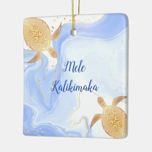 金ゴールドトルズメレカリキマカハワイアンクリスマス セラミックオーナメント (左)