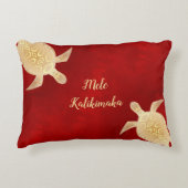 金ゴールドトルズメレカリキマカハワイアンレッド アクセントクッション (正面)