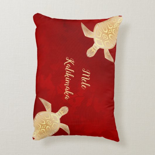 金ゴールドトルズメレカリキマカハワイアンレッド アクセントクッション (裏面(縦))