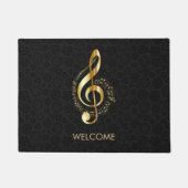 金ゴールドトレブルクレフ、 音符記号 ドアマット (正面)