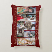 金ゴールドトレンディーファミリーメリークリスマスフォトコラージュ アクセントクッション (裏面(縦))