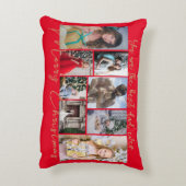 金ゴールドトレンディーファミリーメリークリスマスフォトコラージュ アクセントクッション (裏面(縦))