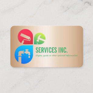 金ゴールドトレンディー修復サービスロゴプロフェッショナル 名刺