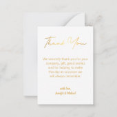 金ゴールドトレンディー結婚の写真感謝していあなた ノートカード (裏面)