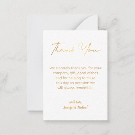 金ゴールドトレンディー結婚の写真感謝していあなた ノートカード (裏面)