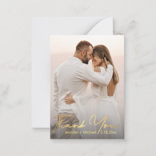 金ゴールドトレンディー結婚の写真感謝していあなた ノートカード (正面)