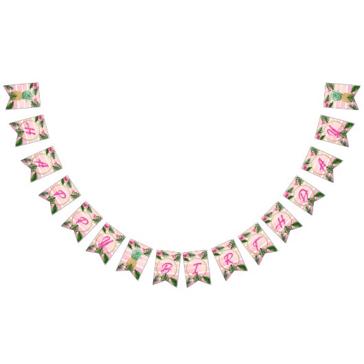 金ゴールドトロピカルアロハハッピーバースデー  バンティングフラッグ (全)