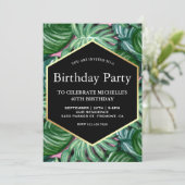 金ゴールドトロピカルウォーター離れカラーバースデーパーティー 招待状 (スタンド正面)