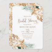 金ゴールドトロピカルパンパブライダルシャワー 招待状 (正面/裏面)