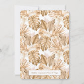 金ゴールドトロピカルパンパブライダルシャワー 招待状 (裏面)