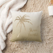 金ゴールドトロピカルパームツリーシャインブライトグリッター クッション (ブランケット)