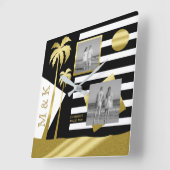 金ゴールドトロピカルパームツリーズビーチインスタグラム写真 スクエア壁時計 (傾斜)