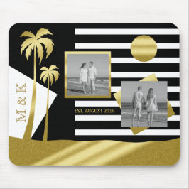 金ゴールドトロピカルパームツリーズビーチインスタグラム写真 マウスパッド