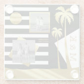 金ゴールドトロピカルパームツリーズビーチInstagramの写真 ガラスコースター (裏面)