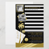 金ゴールドトロピカルパームツリーズビーチInstagramの写真 便箋 (正面/裏面)