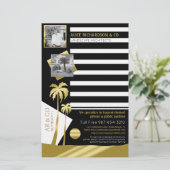 金ゴールドトロピカルパームツリーズビーチInstagramの写真 便箋 (スタンド正面)