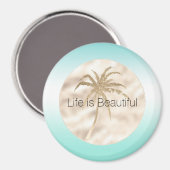 金ゴールドトロピカルパームツリーミントアクアグラデーション マグネット (正面/裏面)