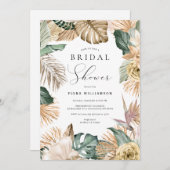 金ゴールドトロピカルパームビーチブライダルシャワー 招待状 (正面/裏面)