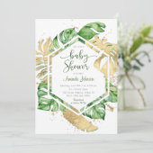 金ゴールドトロピカルベビーシャワー招待状 招待状 (スタンド正面)