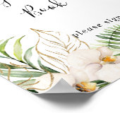 金ゴールドトロピカルリーフフローラゲストブックサイン ポスター (角)