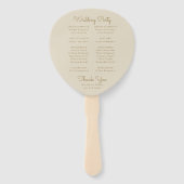 金ゴールドトロピカルリーフモンステラパーム結婚式 プログラム ハンドファン (裏面)