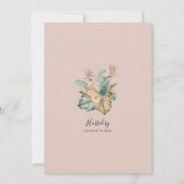 金ゴールドトロピカル赤面ピンクブライダルティー 招待状 (裏面)