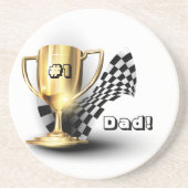 金ゴールドトロフィヌマバーワンパパ父の日 コースター (正面)