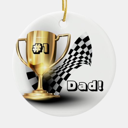 金ゴールドトロフィヌマバーワンパパ父の日 セラミックオーナメント (正面)